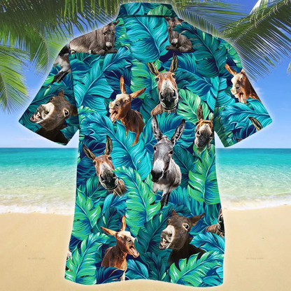 Donkey Lovers Hawaiian Shirt, Tropical Donkey Men Hawaiian Shirts - Casual Button Down Short Sleeve Shirt HO2485