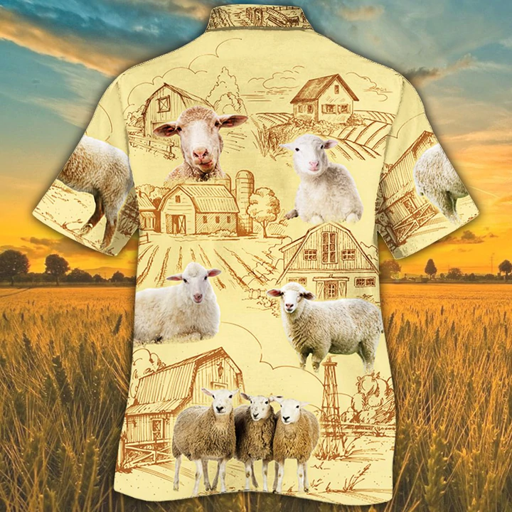 Sheep Lovers Farm Hawaiian Shirt, Farm sheep Short Sleeve Hawaiian Aloha Shirt for Men, Women HO2508