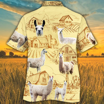 Llama Lovers Farm Hawaiian Shirt, Animal Llama Short Sleeve Hawaiian Aloha Shirt for Men, Women HO2509