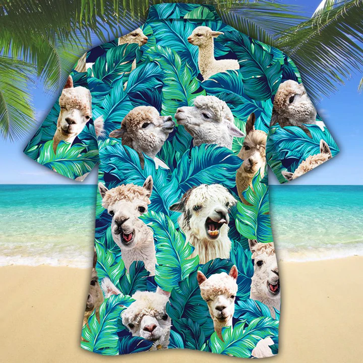 Alpaca Lovers Hawaiian Shirt, Tropical Alpaca Men Hawaiian Shirts - Casual Button Down Short Sleeve Shirt HO2486