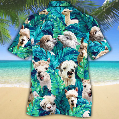Alpaca Lovers Hawaiian Shirt, Tropical Alpaca Men Hawaiian Shirts - Casual Button Down Short Sleeve Shirt HO2486