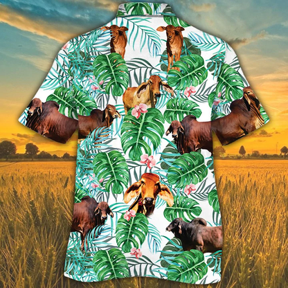 Red Brahman Tropical Plant Hawaiian Shirt, Alpaca Hawaiian shirt, Hawaiian shirts for men, women HO2564