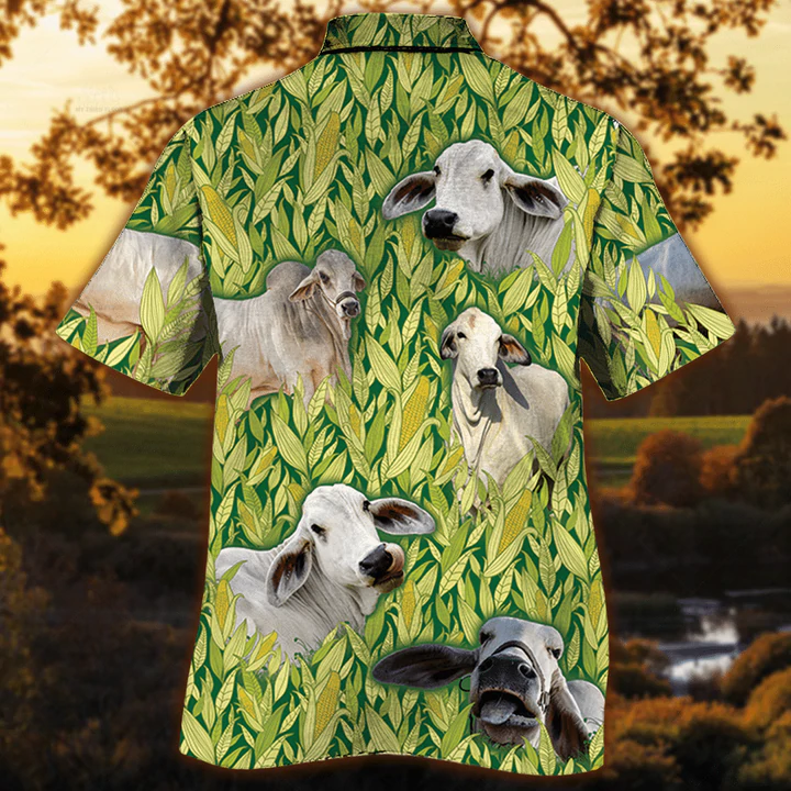 Vintage Farm Hawaiian Shirts for Men - Brahman Hawaiian Shirt, Animals Button Down Mens Hawaiian Shirts HO2522