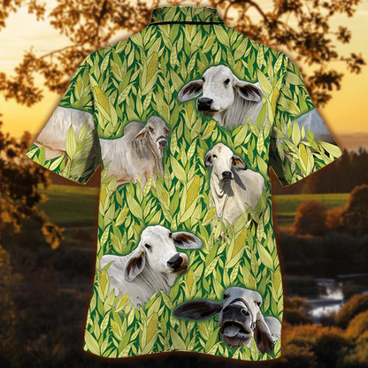 Vintage Farm Hawaiian Shirts for Men - Brahman Hawaiian Shirt, Animals Button Down Mens Hawaiian Shirts HO2522