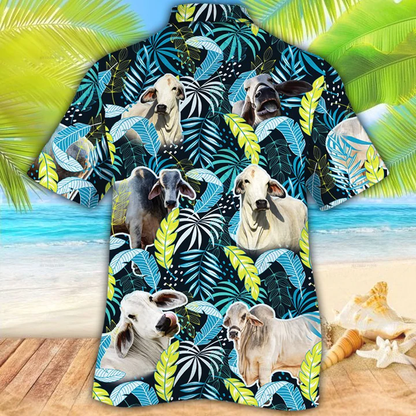 Brahman Cattle Lovers Jungle Leaves Hawaiian Shirt, Hawaiian shirt Men, Women HO2605