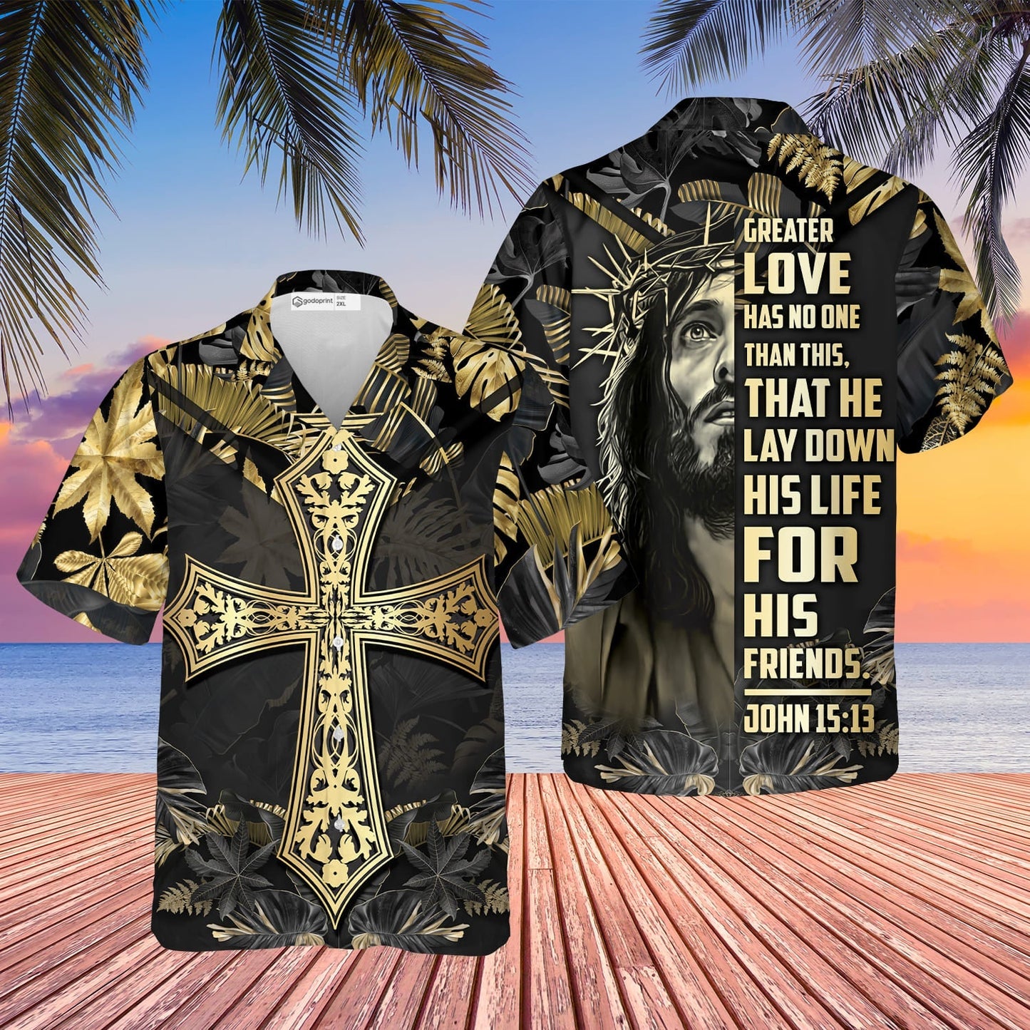 Jesus Hawaiian Shirts For Men, Jesus He Lay Down His Life For His Friends Casual Short Sleeve Jesus Shirt Men HO2939