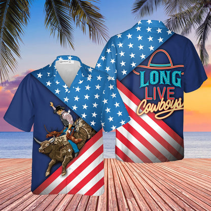 Long Live Cowboy Shirts, American Bull Riding Hawaiian Shirt HO2941