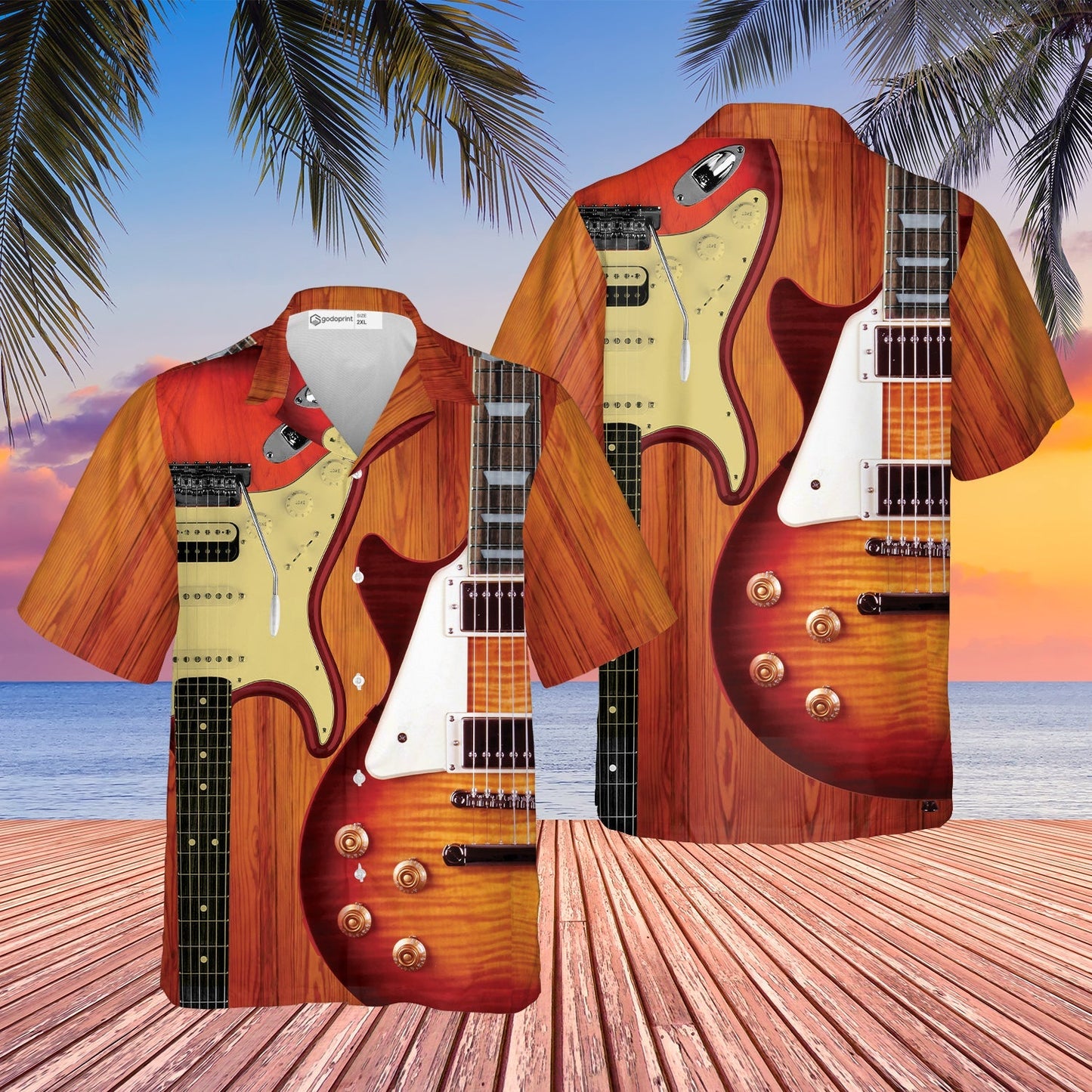 Love Electric Bass Guitar Hawaiian Shirt Short Sleeve Button Down for Men Tee Gift for Guitarist Musician HO2942