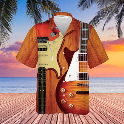 Love Electric Bass Guitar Hawaiian Shirt Short Sleeve Button Down for Men Tee Gift for Guitarist Musician HO2942