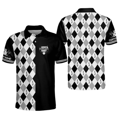Custom Bowling Shirts For Men - Custom Funny Bowling Shirts For Men With Name - Black And White Pattern Bowling Team Shirts Short Sleeve BM0028