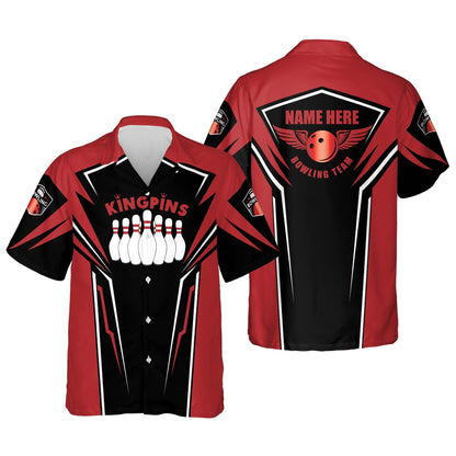 Button-Down King Pin Bowling Short Sleeve Hawaiian shirt for men and women, Summer gift for Bowling team shirt HO2720