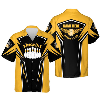 Button-Down King Pin Bowling Short Sleeve Hawaiian shirt for men and women, Summer gift for Bowling team shirt HO2720