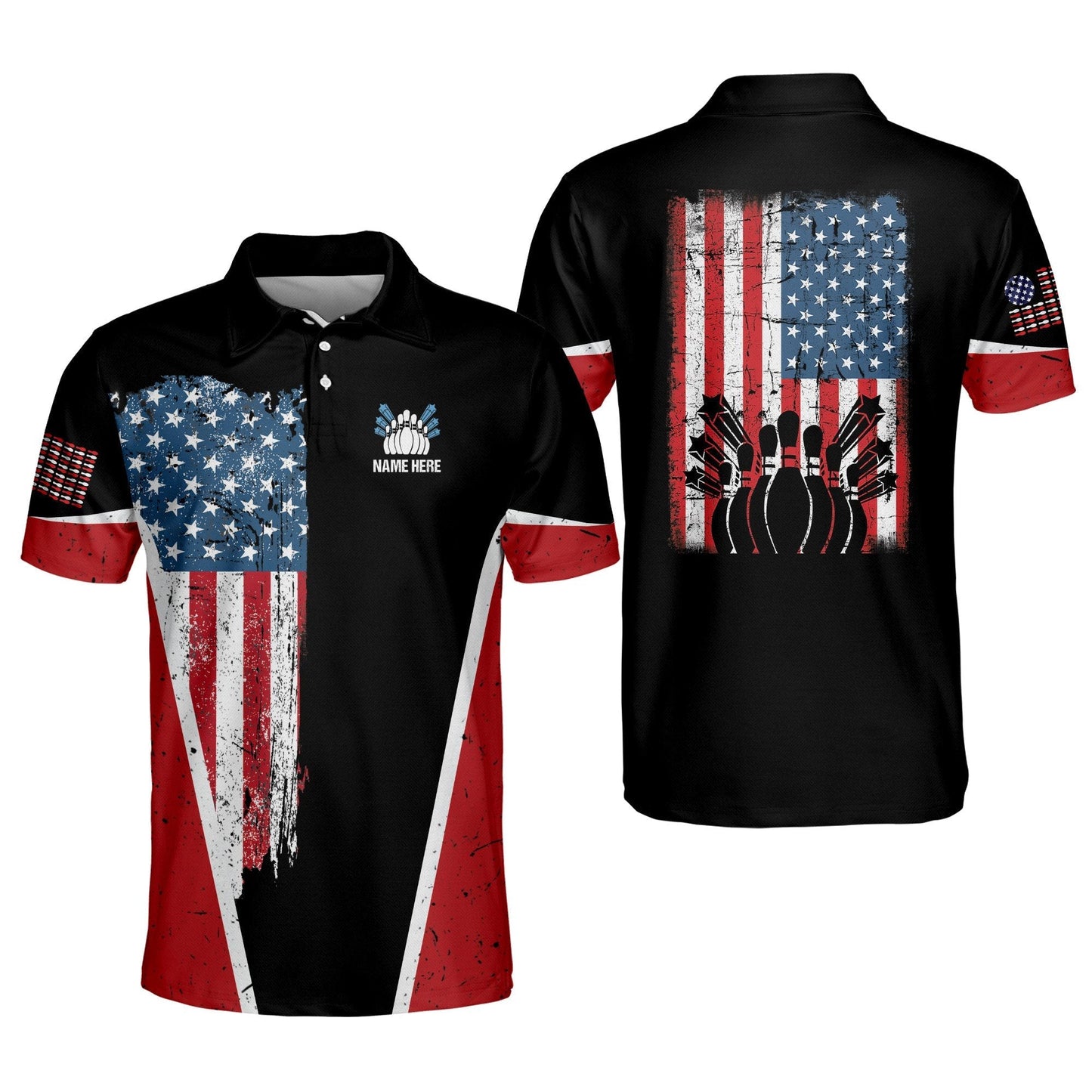 Custom American Flag Bowling Shirts BM0053