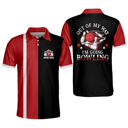 Custom Bowling Shirts For Men - Men's Bowling Shirts Vintage With Name - Funny Bowling Shirts Retro - Black And Red Short Sleeve Bowling Shirt For Men BM0057