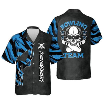 Custom Skull Hawaiian Bowling Team Shirts For Men, bowling Hawaiian shirt for men and women, Summer gift for Bowling team shirt HO2723