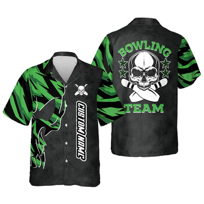 Custom Skull Hawaiian Bowling Team Shirts For Men, bowling Hawaiian shirt for men and women, Summer gift for Bowling team shirt HO2723