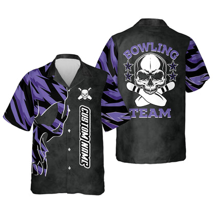 Custom Skull Hawaiian Bowling Team Shirts For Men, bowling Hawaiian shirt for men and women, Summer gift for Bowling team shirt HO2723