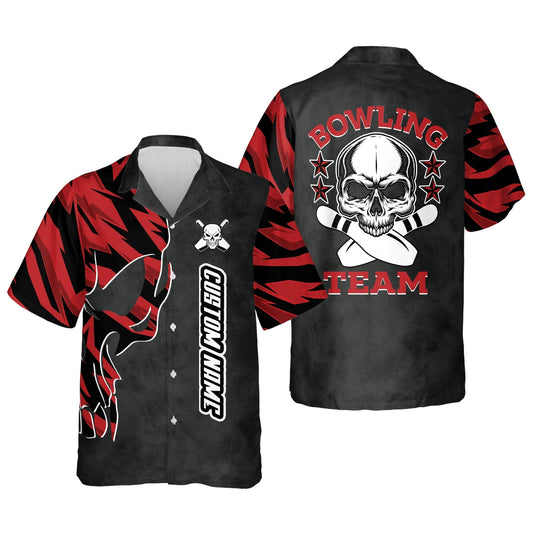 Custom Skull Hawaiian Bowling Team Shirts For Men, bowling Hawaiian shirt for men and women, Summer gift for Bowling team shirt HO2723
