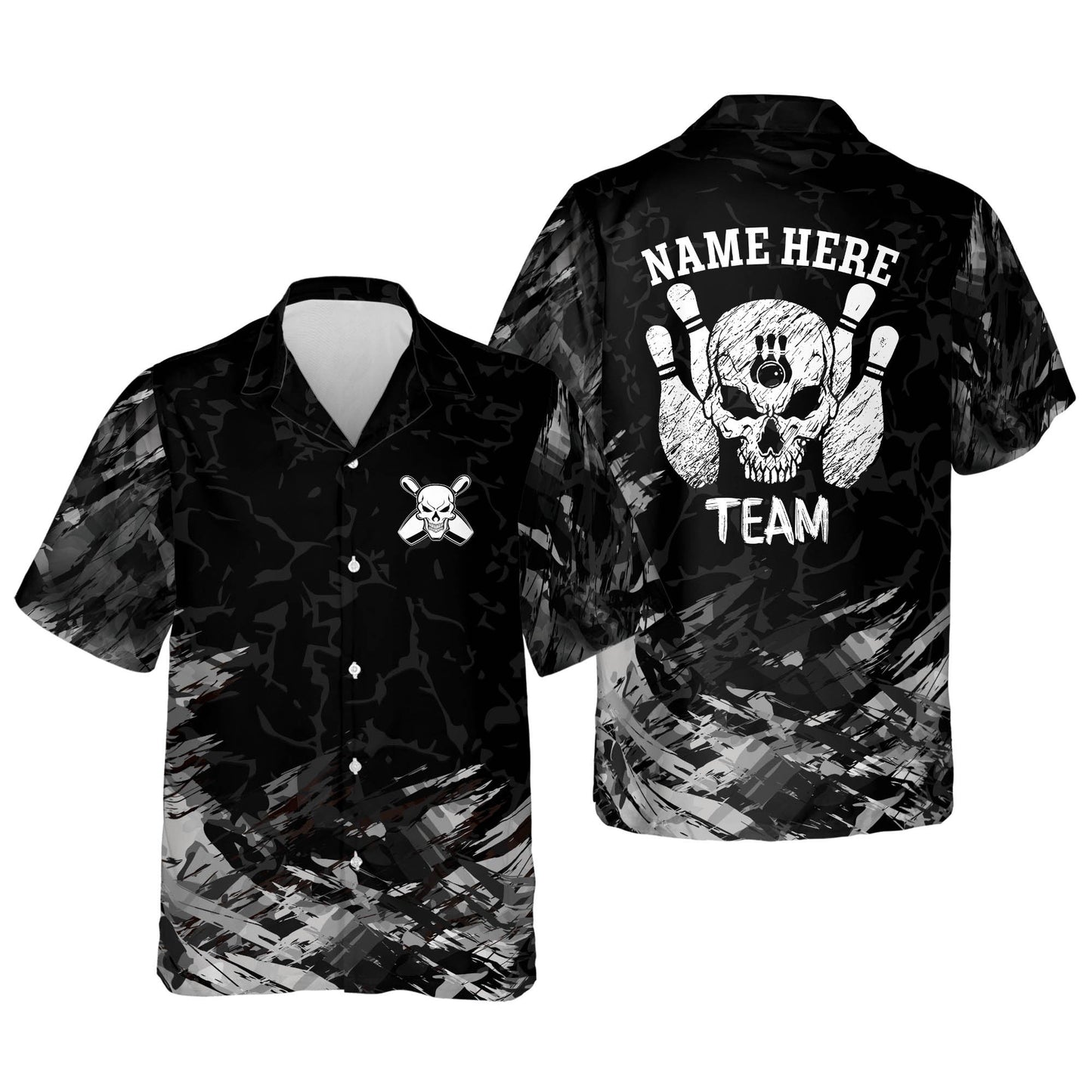 Button-Down Skull bowling Flame Hawaiian Shirt, Bowling Team Shirt, Bowling Gift HO2747