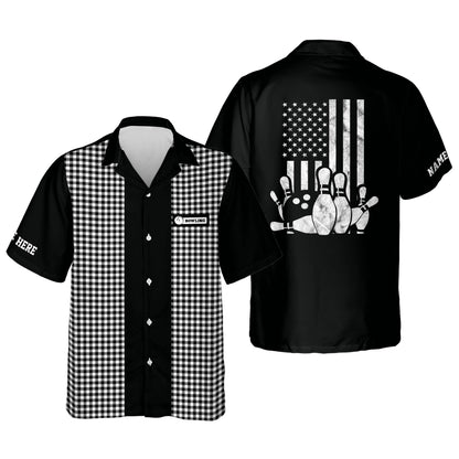 Custom USA Flag Patriotic Hawaiian Bowling Shirts, bowling Hawaiian Shirt for Men, Bowling team shirt HO2730
