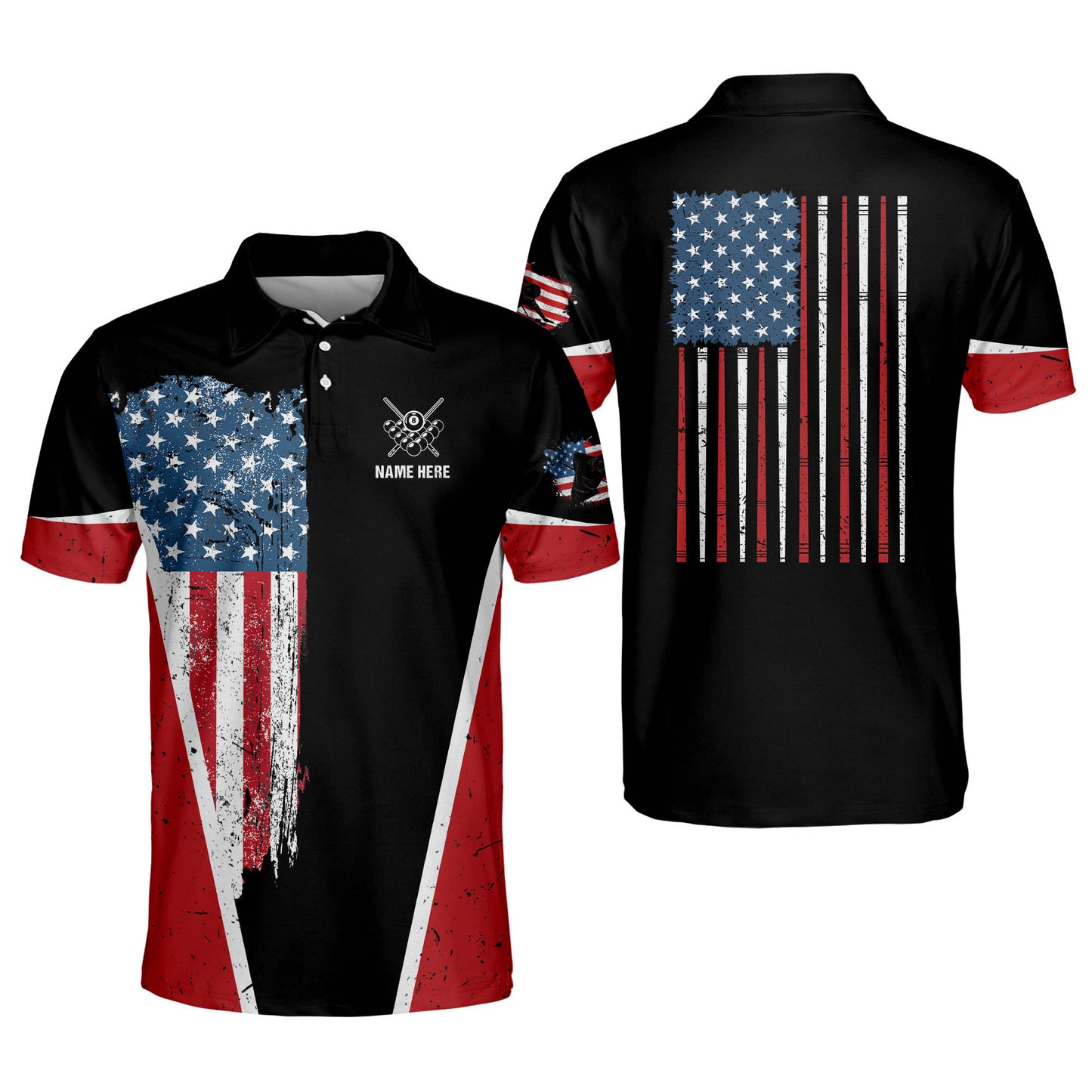 America Flag 3D Cool Billiard Polo Shirt BI0026