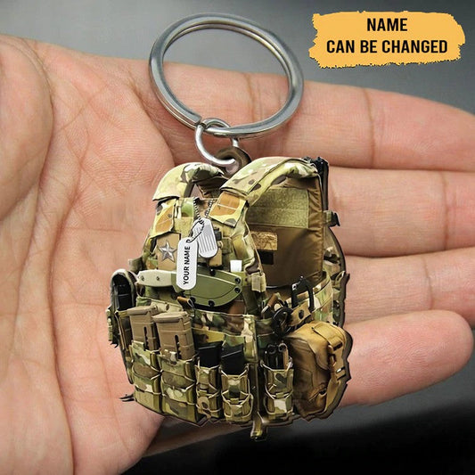 Personalized Tactical Vests Acrylic Keychain for Soldiers, Soldiers Keychain for Dad, Him KO0170