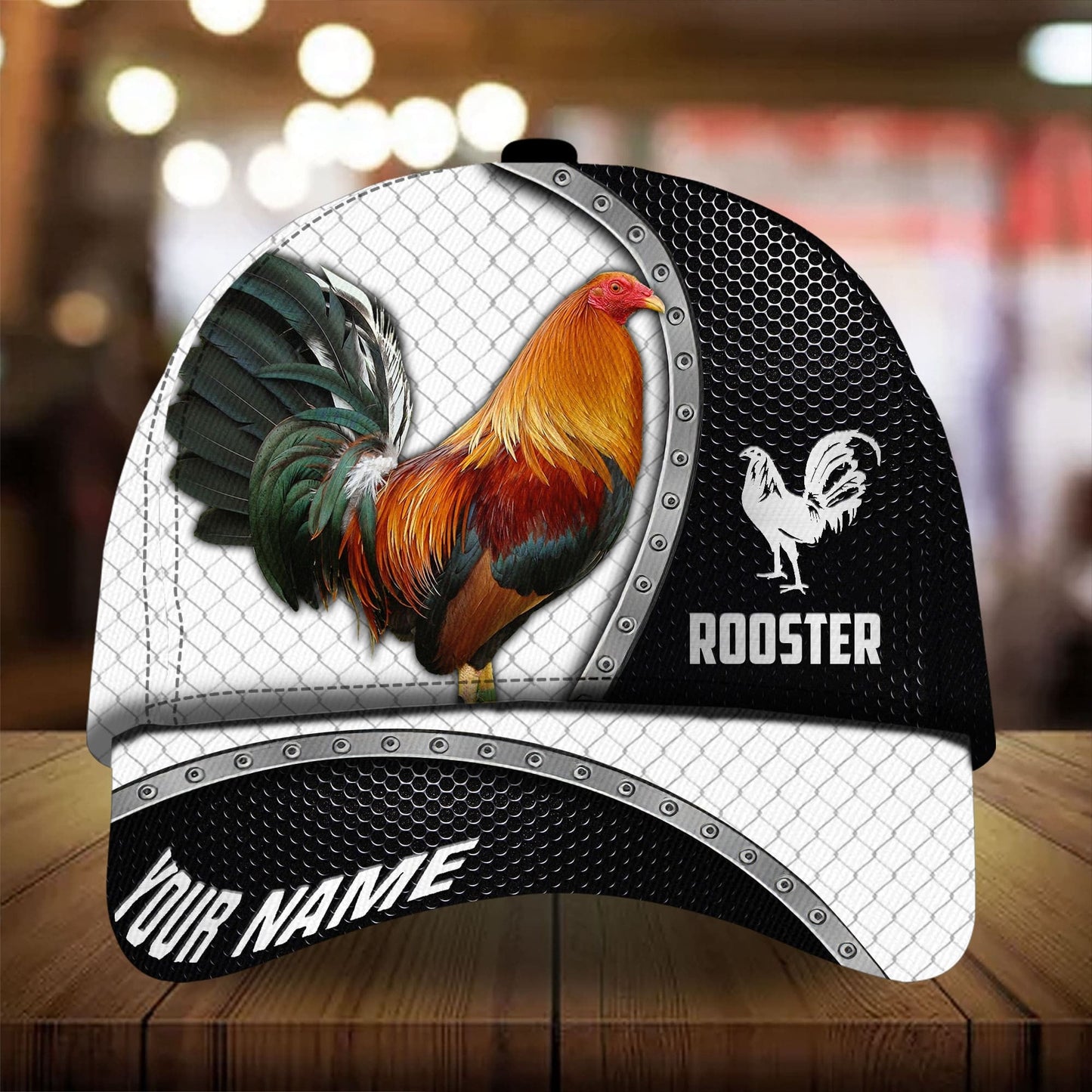Personalized 3D Baseball Cap Hat For Rooster Lover, Premium Metal Curve Rooster 3D Cap Hat Multicolor, Chicken Cap CO0474