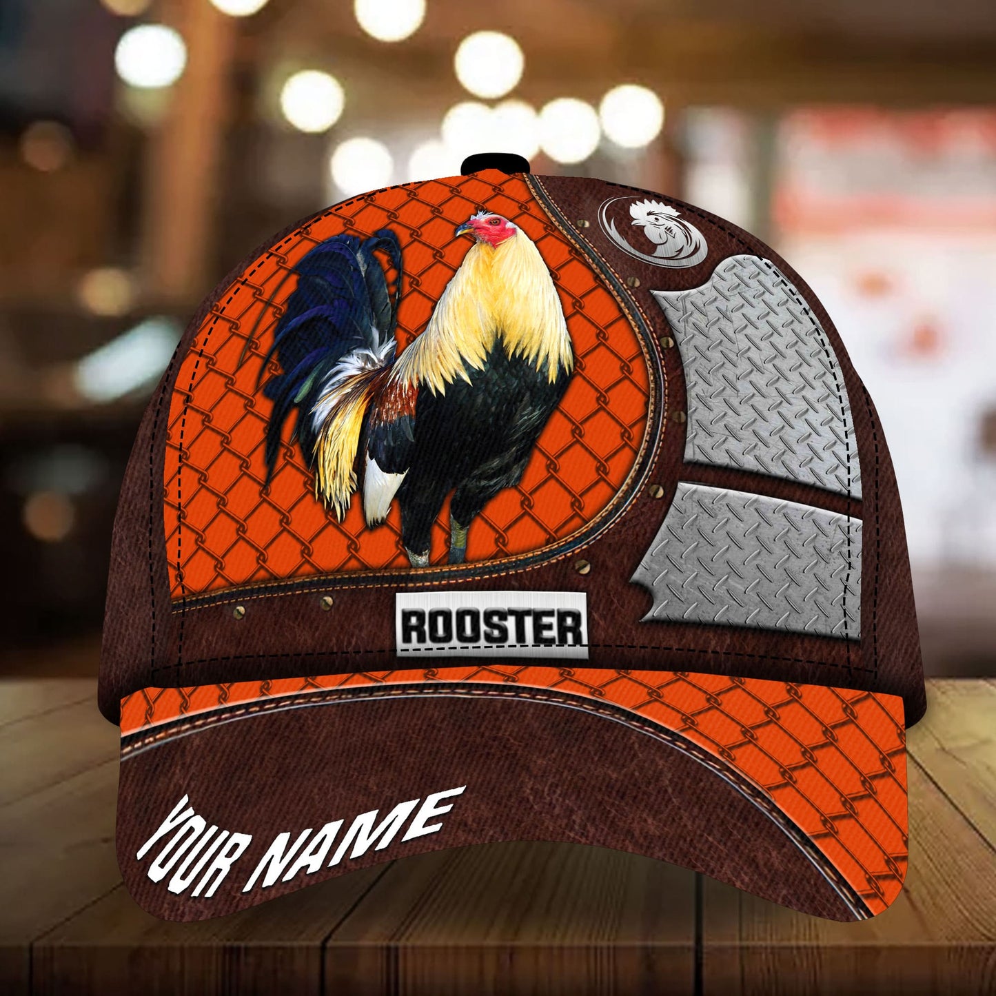 Premium Metal Rooster 3D Cap Multicolor Personalized 3D All Over Print Chicken Cap Hat CO0476