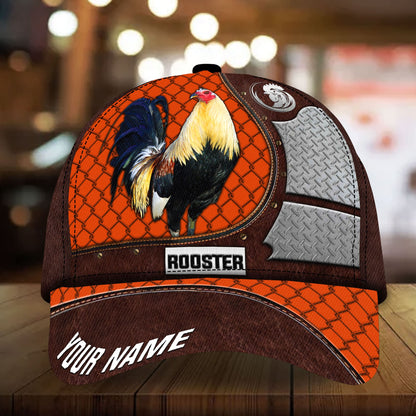 Premium Metal Rooster 3D Cap Multicolor Personalized 3D All Over Print Chicken Cap Hat CO0476