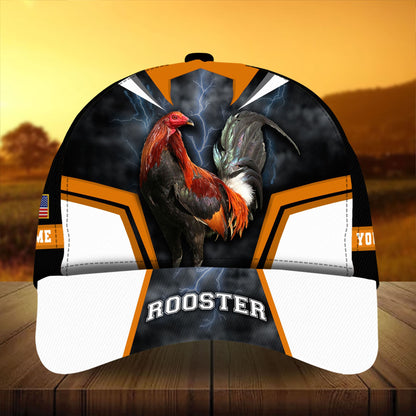 Super Cool Rooster 3D Cap Multicolor Personalized Name For Rooster Lover Baseball Cap Hat CO0475