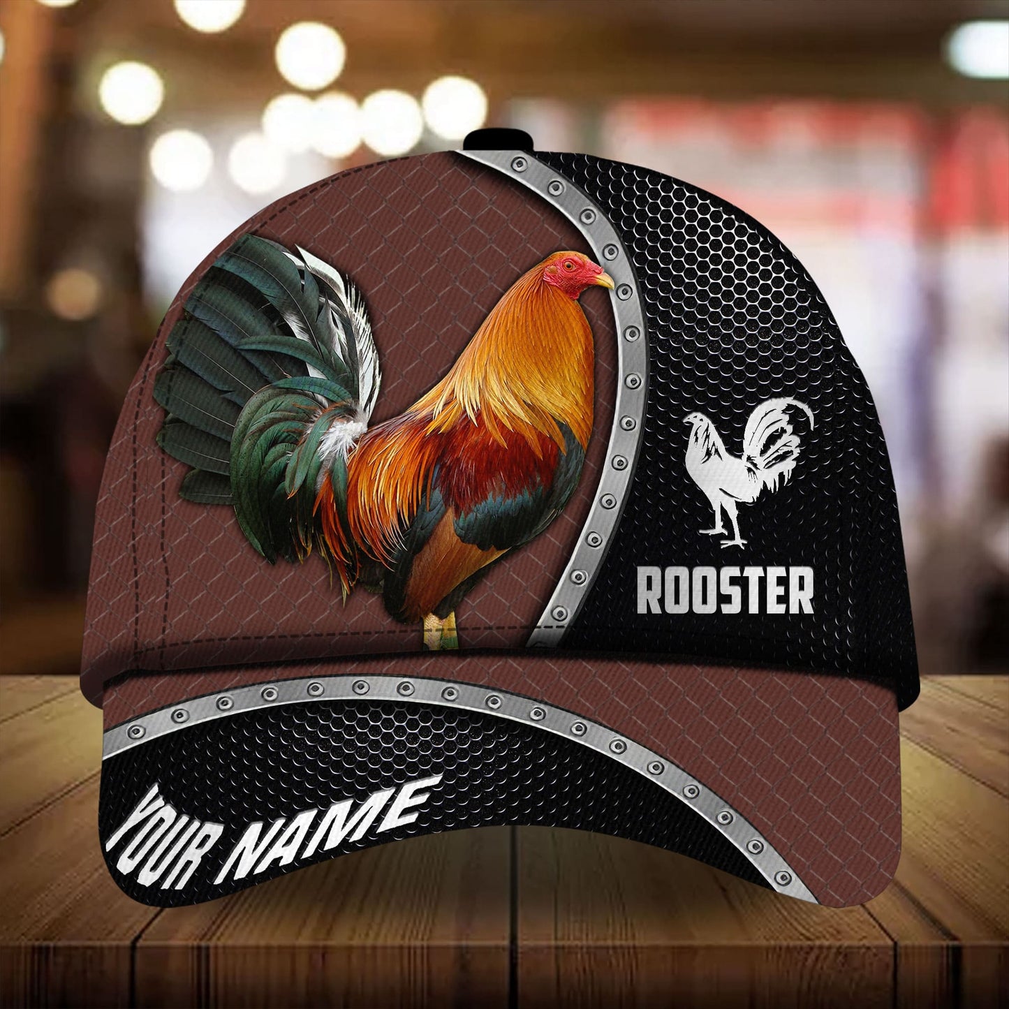 Personalized 3D Baseball Cap Hat For Rooster Lover, Premium Metal Curve Rooster 3D Cap Hat Multicolor, Chicken Cap CO0474