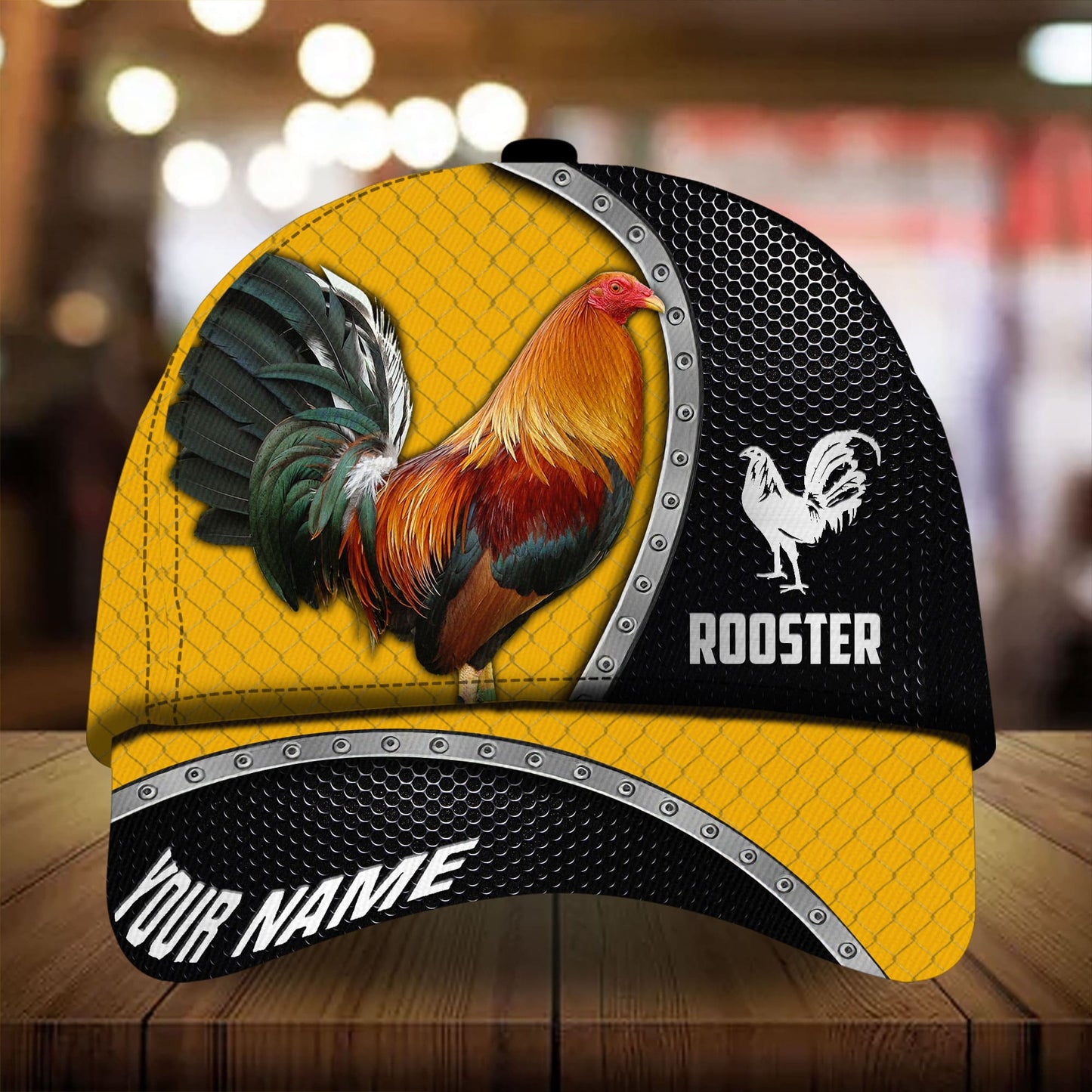Personalized 3D Baseball Cap Hat For Rooster Lover, Premium Metal Curve Rooster 3D Cap Hat Multicolor, Chicken Cap CO0474