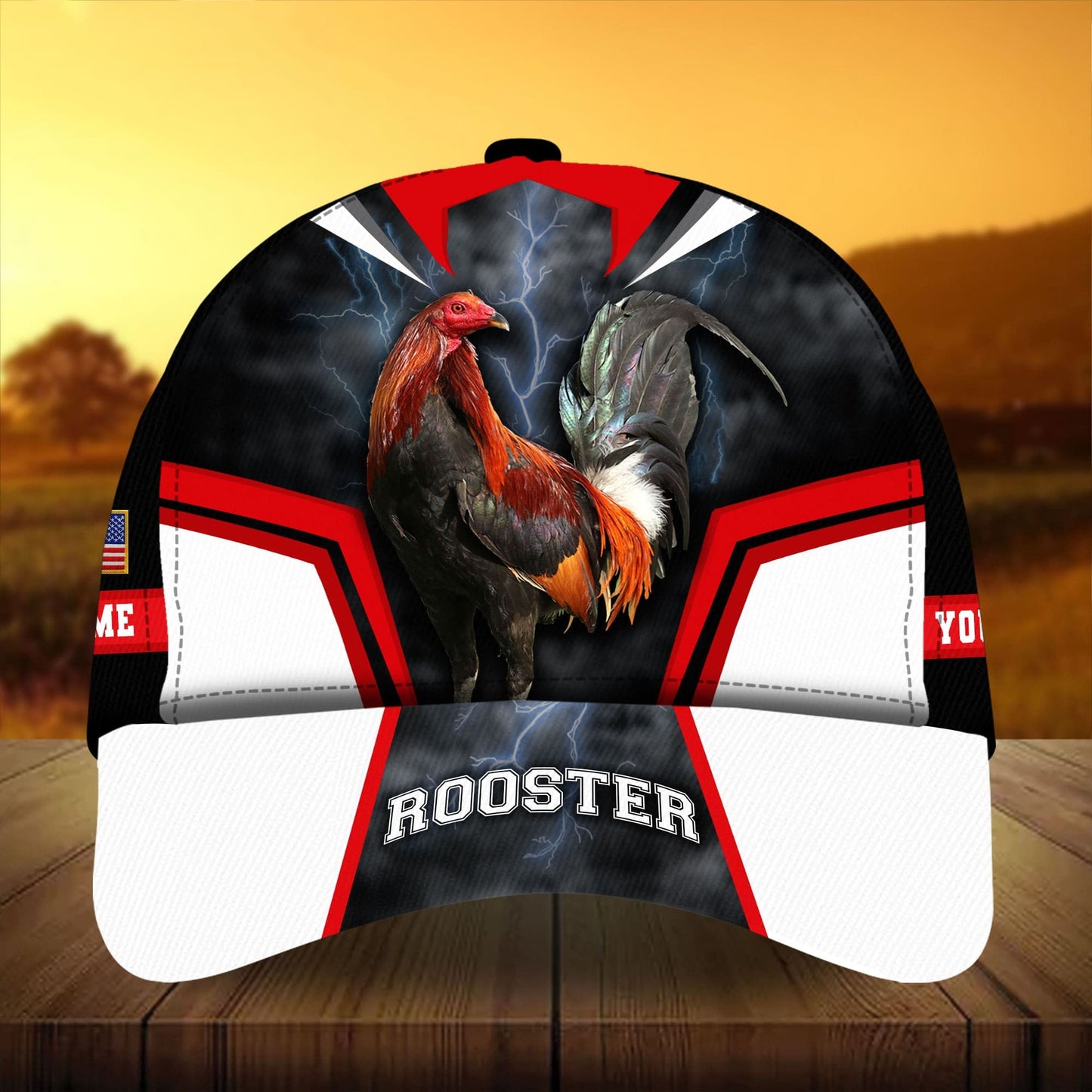 Super Cool Rooster 3D Cap Multicolor Personalized Name For Rooster Lover Baseball Cap Hat CO0475