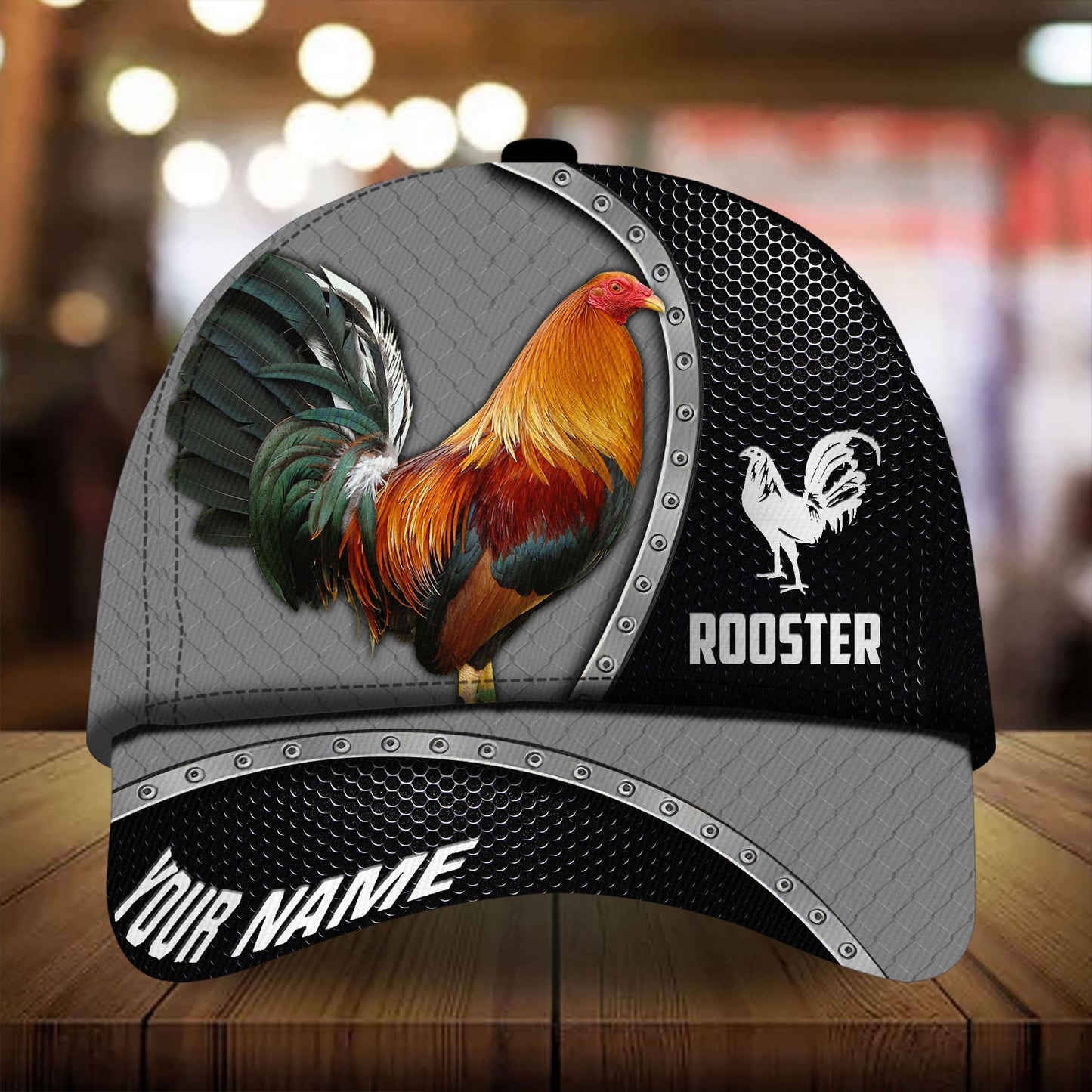 Personalized 3D Baseball Cap Hat For Rooster Lover, Premium Metal Curve Rooster 3D Cap Hat Multicolor, Chicken Cap CO0474