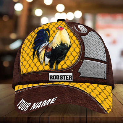 Premium Metal Rooster 3D Cap Multicolor Personalized 3D All Over Print Chicken Cap Hat CO0476