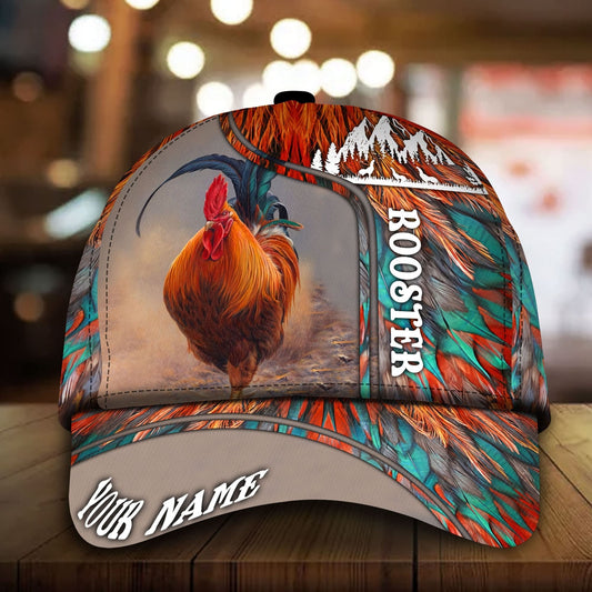 Custom With Name The Best Rooster Cap Hat, Rooster Gift For Rooster Lovers Multicolor 3D Baseball Cap Hat CO0473