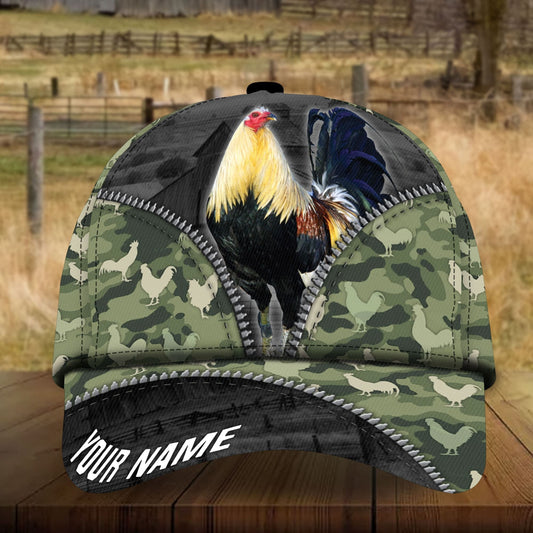 Personalized Full Printed 3D Hat Premium Unique Cap Camo Pattern Rooster, Chicken Cap Hat, Gift To Rooster Lover CO0471
