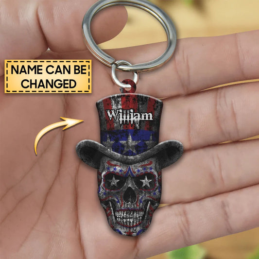 Personalized American Sugar Skull Acrylic Keychain for Skull Lovers KO0359