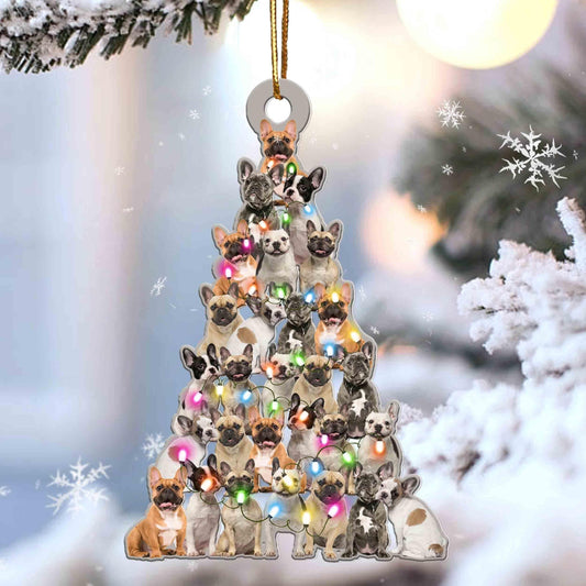 French Bulldog Christmas Tree Shaped Ornament For French Bulldog Lover Custom Acrylic Ornament For Dog Mom MI0163