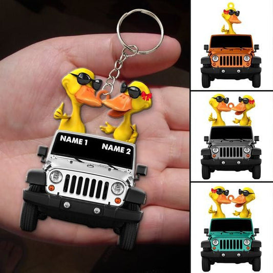 Duck Off-Road Car Happy Moment - Personalized Flat Keychain - Gift For Off-Road Car Lovers KO0002