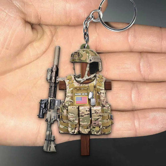 Personalized Armed Forces Tactical Combat Vest Keychain Acrylic Keychain for Him KO0365