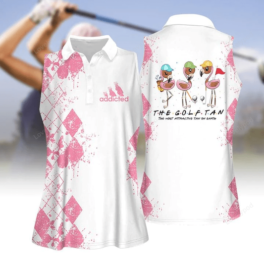 Addicted the golf tan friends flamingo women golf apparel, golf polo shirt for women GY0225