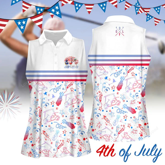 4th of july pattern flamingo women golf apparel, golf polo shirt for women GY0248