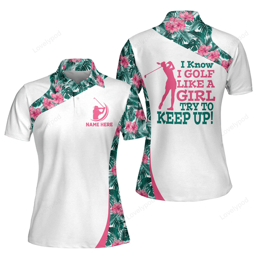 Custom womens golf shirts short sleeve, 3d funny golf outfits for women, funny golf shirts for women GY0322