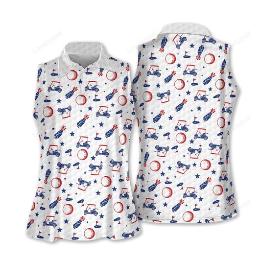 4th of july seamless golf pattern women short sleeve polo shirt sleeveless polo shirt GY0298