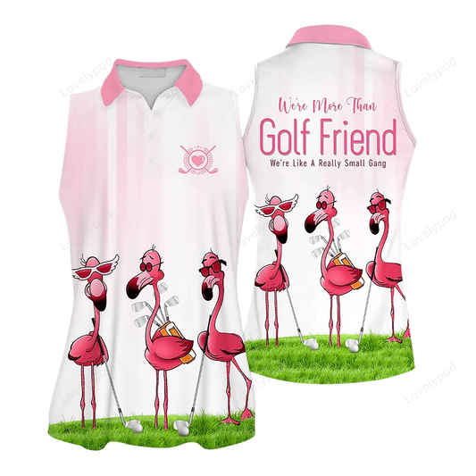3d all over print golf friends flamingo v3 sleeveless polo shirt, flamingo shirt GY0055