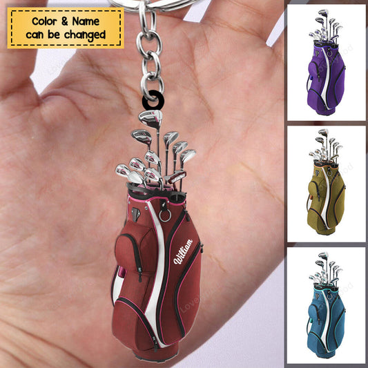 Personalized golf bag acrylic keychain - gift for golf lovers KY0001