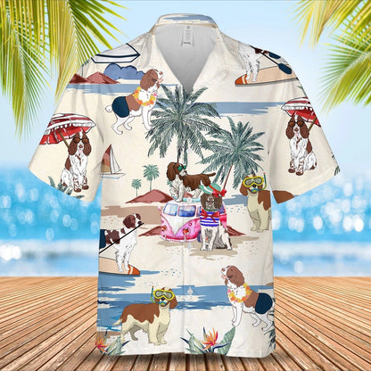 Welsh Springer Spaniel Summer Beach Hawaiian Shirt, Cool Aloha Beach Shirt For Summer HO4917