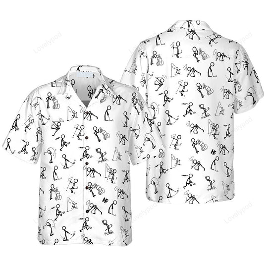 Stickfigures playing golf v2 hawaiian shirt for men GY0128