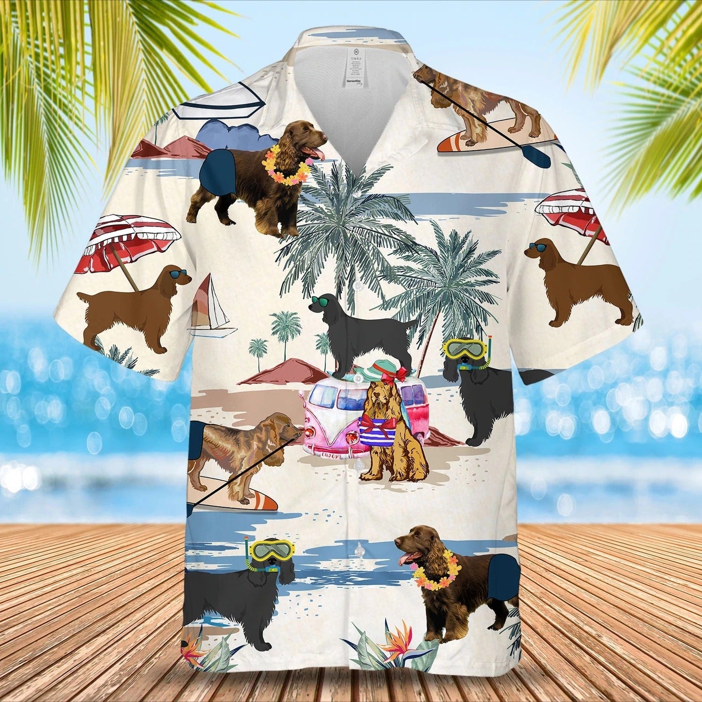 Field Spaniel Summer Beach Hawaiian Shirt, 3D All Over Print Dog In Hawaii Aloha Shirt HO4912